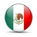 Flag of Mexico. Mexican round glass button. Royalty Free Stock Photo