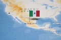 The Flag of mexico in the world map