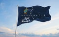 flag of Ministro da Marinha do Brasil 1917 , Brazil at cloudy sky background on sunset, panoramic view. Brazilian travel and