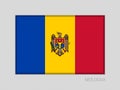 Flag of Moldova. National Ensign Aspect Ratio 2 to 3 on Gray