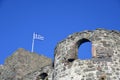 Flag at Molivos Castle Lesvos Greece Royalty Free Stock Photo