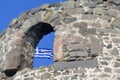 Flag at Molivos Castle Lesvos Greece Royalty Free Stock Photo