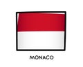 Flag of Monaco. Colorful Monegasque flag logo. Red and white brush strokes, hand drawn. Black outline. Vector illustration