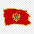 Flag Montenegro from brush strokes and Blank map Montenegro. High quality map Montenegro and flag on transparent background.