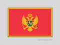 Flag of Montenegro. National Ensign Aspect Ratio 2 to 3 on Gray