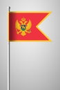 Flag of Montenegro. National Flag on Flagpole. Illustra
