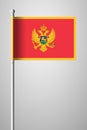 Flag of Montenegro. National Flag on Flagpole. Illustra