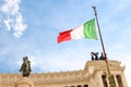Flag at the monument to Victor Emmanuel II. Rome, Italy Royalty Free Stock Photo