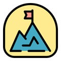 Flag mountain icon color outline vector