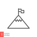 Flag on mountain line icon. Achievement symbol Target peak. Success Royalty Free Stock Photo