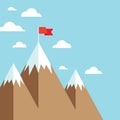 Flag on mountain success goal achievement