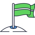 Flag on mountain top icon goal challenge vector Royalty Free Stock Photo