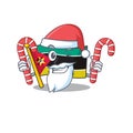 Flag mozambique Cartoon character in Santa with candy