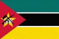 Flag of Mozambique. Fabric Texture. National symbol.