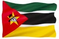 The national flag of Mozambique