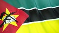 The flag of Mozambique. Waving silk flag of Mozambique. High quality render. 3D illustration