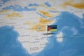 The Flag of mozambique in the world map Royalty Free Stock Photo