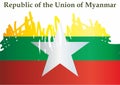 Flag of Myanmar, Republic of the Union of Myanmar.