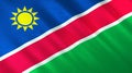 The flag of Namibia. Shining silk flag of Namibia. High quality render. 3D illustration