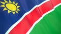 The flag of Namibia. Waving silk flag of Namibia. High quality render. 3D illustration