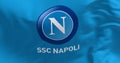 Flag of Napoli football team waving