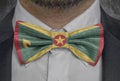 Flag national of Grenada on bowtie business man suit Royalty Free Stock Photo