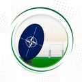 Flag of Nato on rugby ball. Round rugby icon with flag of Nato Royalty Free Stock Photo