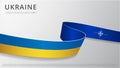 Flag of NATO. Flag of Ukraine. War in Ukraine. Conflict Russia-Ukraine. NATO support for Ukraine. Vector illustration