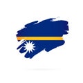 Flag of Nauru. Vector illustration. Brush strokes