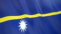 The flag of Nauru. Waving silk flag of Nauru. High quality render. 3D illustration