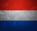 Flag of Netherlands on Brick Wall Royalty Free Stock Photo