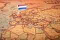 Flag of the Netherlands on the world map Royalty Free Stock Photo