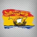 Flag of New Brunswick from brush strokes. Blank map of New Brunswick. Canada. High quality map of New Brunswick and flag on trans