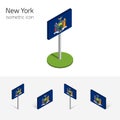 Flag of New York state USA, vector 3D isometric icon Royalty Free Stock Photo