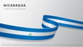 Flag of Nicaragua. Realistic wavy ribbon with Nicaraguan flag colors. Graphic and web design template. National symbol