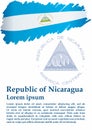 Flag of Nicaragua, Republic of Nicaragua. Template for award design, an official document with the flag of Nicaragua and other use