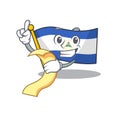 Flag nicaragua Scroll cartoon character holding menu ready to serve