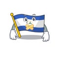 Flag nicaragua Scroll mascot cartoon character design on silent gesture