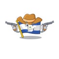 Flag nicaragua Scroll mascot performed as a Cowboy with guns