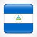 Flag of Nicaragua. Square glossy badge