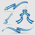Flag of Nicaragua. 15th of September. Set of realistic wavy ribbons in colors of nicaraguan flag on transparent
