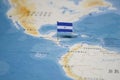 The Flag of nicaragua in the world map Royalty Free Stock Photo