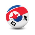 Flag of North Korea and South Korea, circle shape friendship relationship