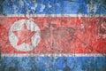 Flag Of North Korea. Vintage style. Old wall texture. Faded background. Royalty Free Stock Photo