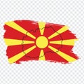 Flag of North Macedonia from brush strokes and Blank map North Macedonia. High quality map North Macedonia and flag on transparent