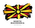 Flag of North Macedonia. Colored brush strokes drawn by hand. Vector illustration isolated on white background Royalty Free Stock Photo