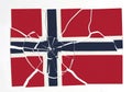 Flag of Norway on broken glass