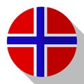 Flag Norway - round flatstyle button with a shadow.