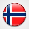 Flag of Norway. Round glossy badge