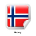 Flag of Norway. Round glossy sticker